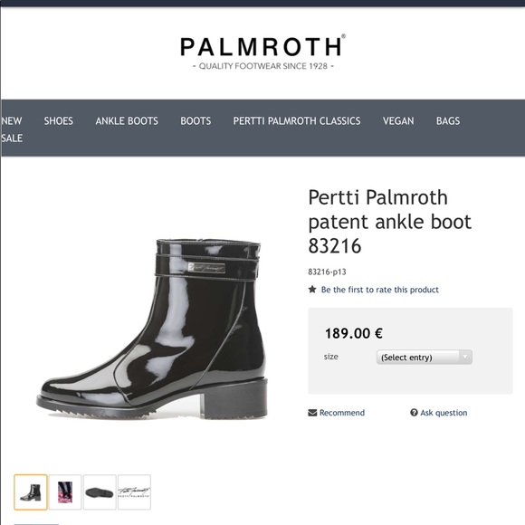 “PERTTI PALMROTH” Black Patent Ankle Boots Made In Finland. - Picture 16 of 16